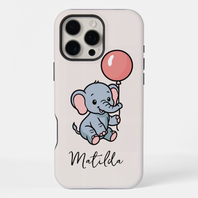 Personalised Adorable Elephant with Balloon Phone  iPhone Case (Back)
