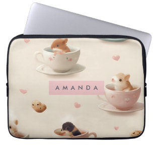 Personalised Adorable Hamster in Teacup Pattern Laptop Sleeve