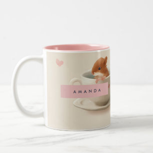 Personalised Adorable Hamster in Teacup Pattern Two-Tone Coffee Mug