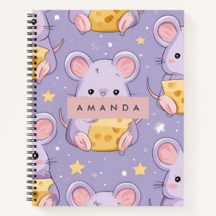 Personalised Adorable Kawaii Mice Pattern Notebook