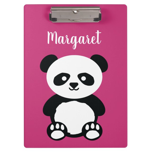 Personalised Adorable Panda Bear Girls Pink Kids Clipboard (Front)