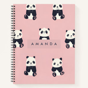 Personalised Adorable Panda Pattern Notebook