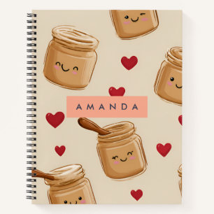 Personalised Adorable Peanut Butter Jar Pattern Notebook