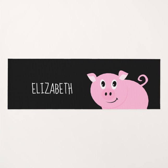 Personalised Adorable Pig Fun Animal Yoga Mat (Front (Horizontal))