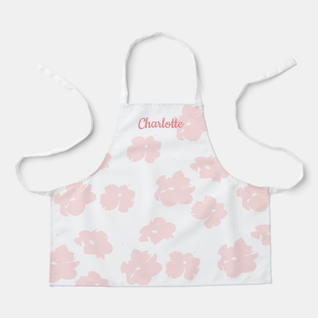 Personalised Adorable Pink Flower Child Apron (Front)