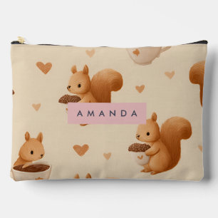 Personalised Adorable Squirrel and Acorn Pattern Accessory Pouch
