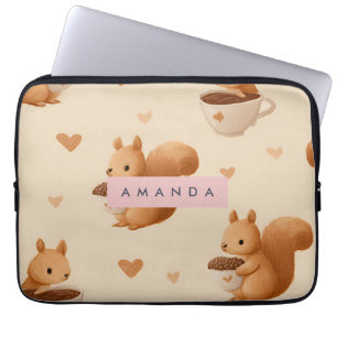 Personalised Adorable Squirrel and Acorn Pattern Laptop Sleeve