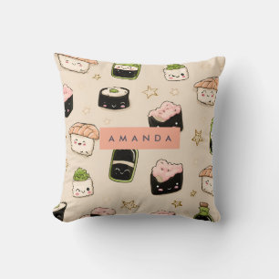 Personalised Adorable Sushi and Soy Sauce Pattern Cushion