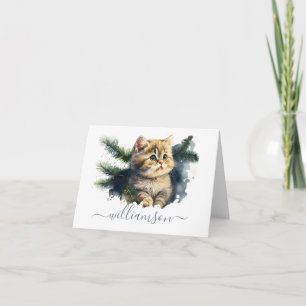 Personalised Adorable Tabby Kitten Watercolor Note Card