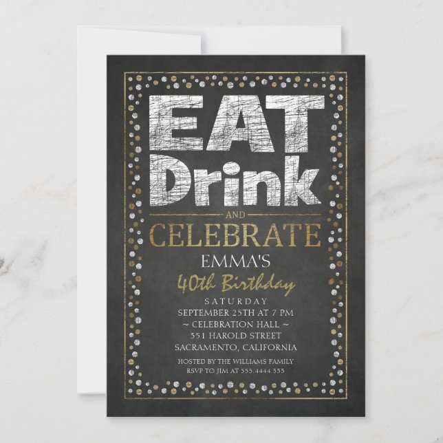 Personalised Adult 40th Birthday Party Invitations (Front)