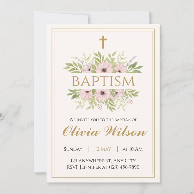 Personalised Adult Baptism Invitation (Front)