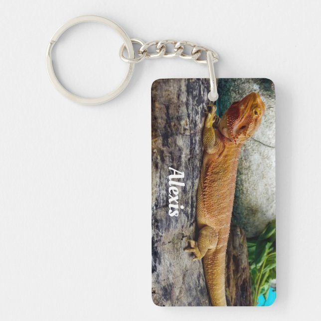 Personalised Adult Bearded Dragon Lizard Key Ring (Front)