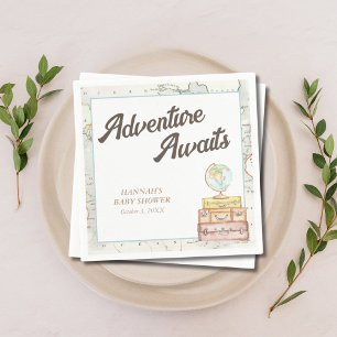 Personalised Adventure Awaits Baby Shower Napkins 
