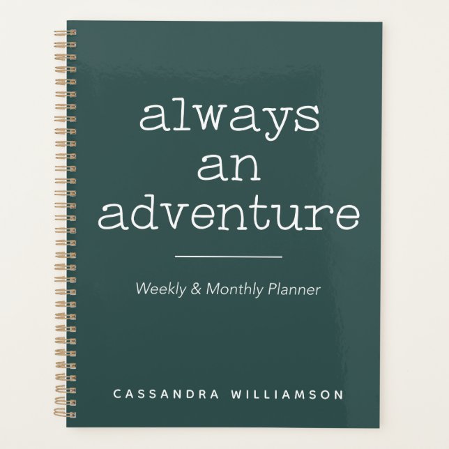 Personalised Adventure Quote Family Weekly Monthly Planner (Front)