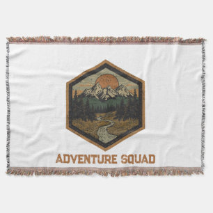 Personalised Adventure Squad Mountain Badge T-Shir Throw Blanket