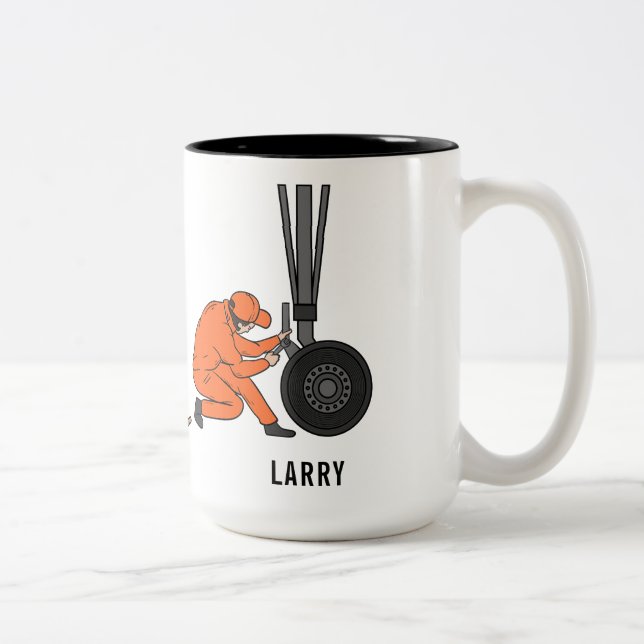 Personalised Aeroplane Engineer Evolution Mechanic Two-Tone Coffee Mug (Right)