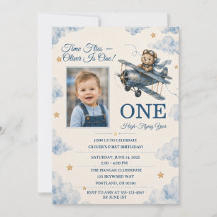 Personalised Aeroplane First Birthday Invitation