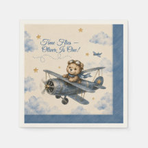Personalised Aeroplane First Birthday Napkins | 