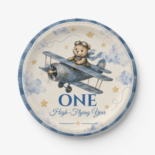 Personalised Aeroplane First Birthday Paper Plate