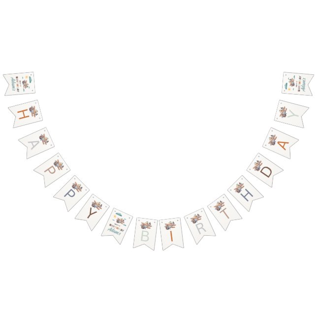 Personalised Aeroplane Happy Birthday Bunting (All)