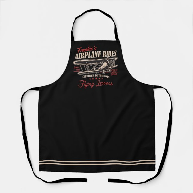 Personalised Aeroplane Rides Retro Flying Lessons  Apron (Front)