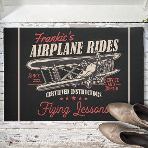 Personalised Aeroplane Rides Retro Flying Lessons  Doormat