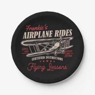 Personalised Aeroplane Rides Retro Flying Lessons  Paper Plate
