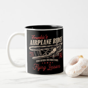 Personalised Aeroplane Rides Retro Flying Lessons Two-Tone Coffee Mug