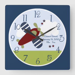 Personalised Aeroplane Square Wall Clock