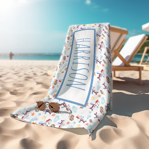 Personalised Aeroplane Themed Beach Towel