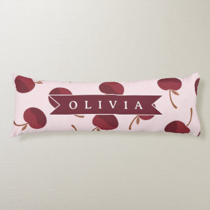 Personalised Aesthetic Cherry Pattern Name Gift Body Cushion