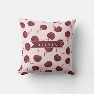 Personalised Aesthetic Cherry Pattern Name Gift Cushion