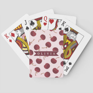 Personalised Aesthetic Cherry Pattern Name Gift Playing Cards
