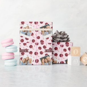 Personalised Aesthetic Cherry Pattern Name Gift Wrapping Paper