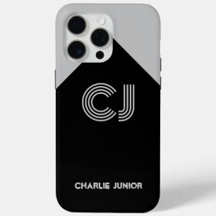 Personalised Aesthetic Monochrome Geometric Name iPhone 15 Pro Max Case