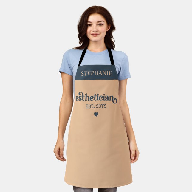 Personalised Aesthetician Cosmetologist Beautician Apron (Worn)