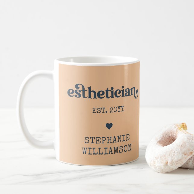 Personalised Aesthetician Cosmetologist Beautician Coffee Mug (With Donut)