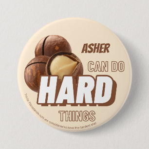 Personalised Affirmation Brown Do Hard Things 7.5 Cm Round Badge