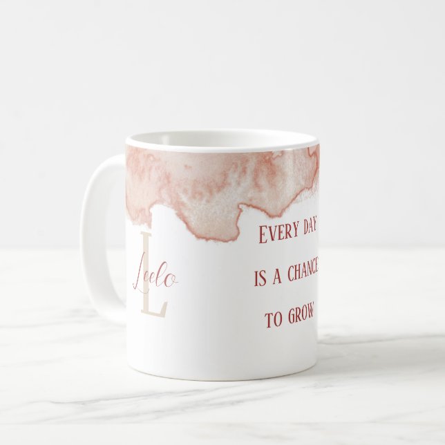 Personalised Affirmation Pink Watercolor Coffee Coffee Mug (Front Left)