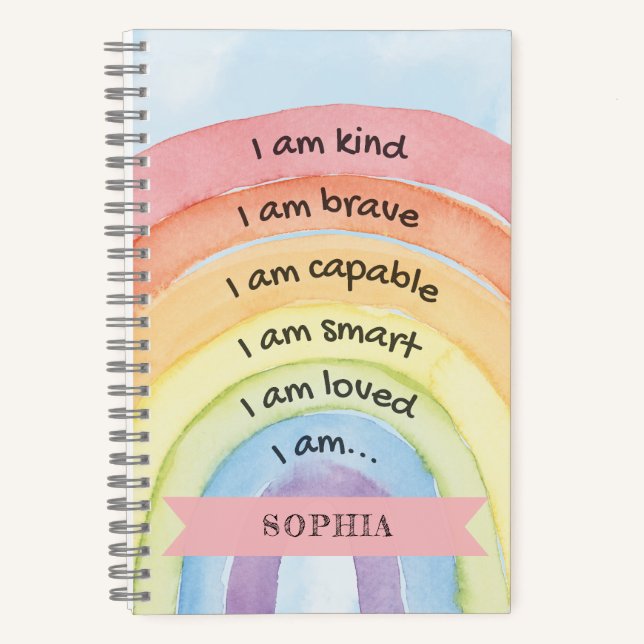 Personalised Affirmation Rainbow  Notebook (Front)
