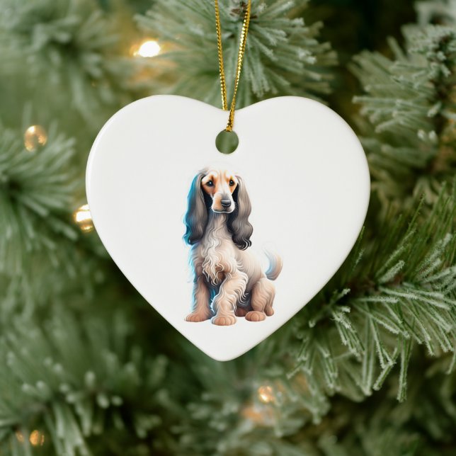 Personalised Afghan Hound Puppy Dog Ceramic Tree Decoration (Tree)