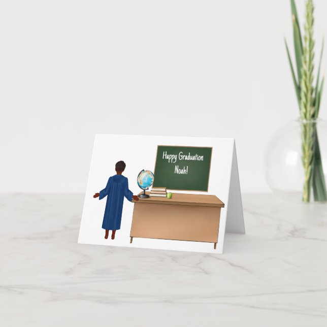 Personalised African-American Boy Kindergarten Card (Front)