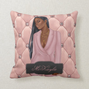 Personalised African-American CEO Boss Woman Cushion