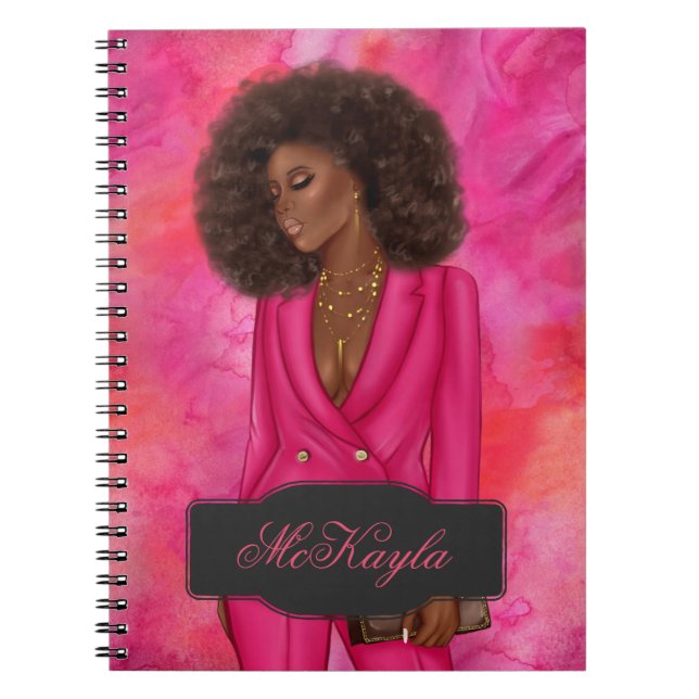 Personalised African-American CEO Boss Woman Notebook (Front)