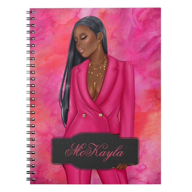 Personalised African-American CEO Boss Woman Notebook (Front)