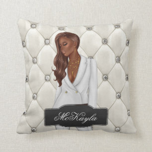 Personalised African-American CEO Boss Woman Throw Cushion
