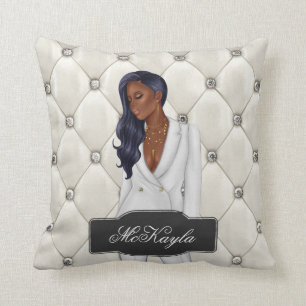 Personalised African-American CEO Boss Woman Throw Cushion