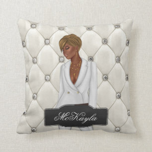 Personalised African-American CEO Boss Woman Throw Cushion