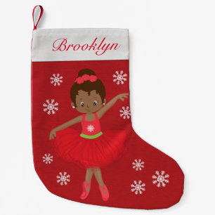 Personalised African American Christmas Ballerina Small Christmas Stocking