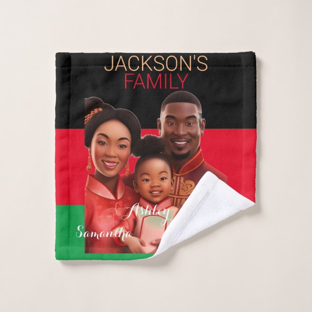 Personalised african American family,black history Bath Towel Set (Wash Cloth)